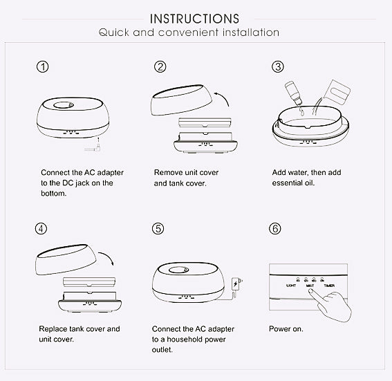 HOMEFISH 500ml Ultrasonic Aroma Diffuser – Colorful Light & Humidifier