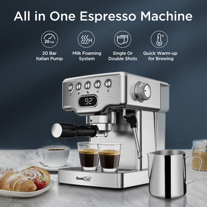 Geek Chef 20-Bar Espresso Machine – Home Barista with Milk Frother