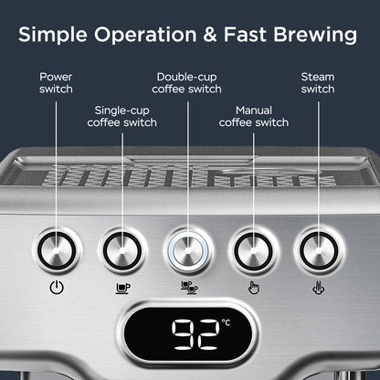 Geek Chef 20-Bar Espresso Machine – Home Barista with Milk Frother