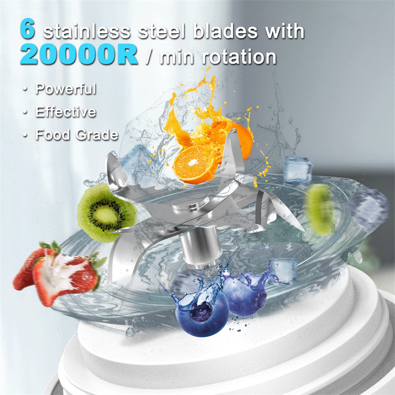 Portable Mini Blender – 6 Blades for Shakes & Smoothies