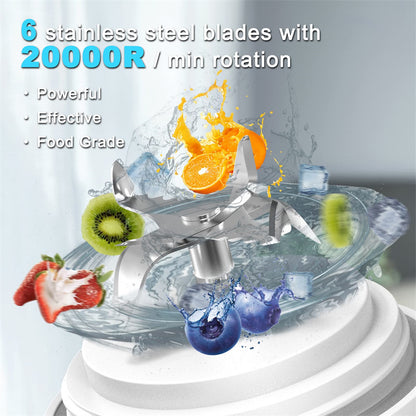 Portable Mini Blender – 6 Blades for Shakes & Smoothies