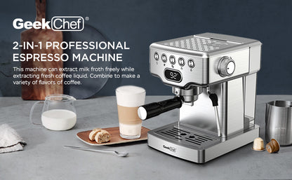 Geek Chef 20-Bar Espresso Machine – Home Barista with Milk Frother
